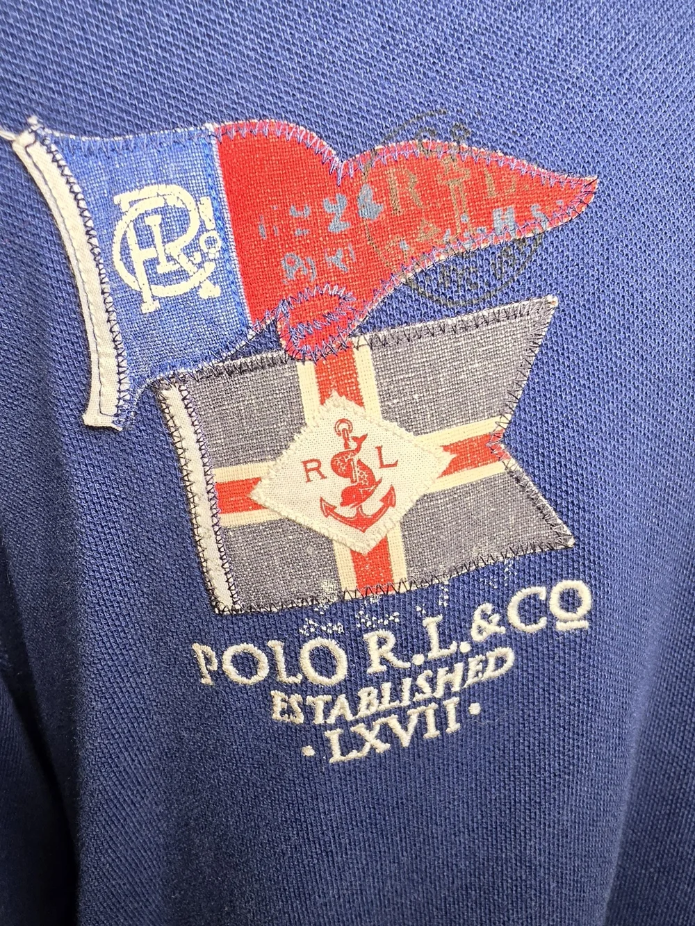 Polo by Ralph Lauren Men’s Navy Flag Embroidered Polo Shirt